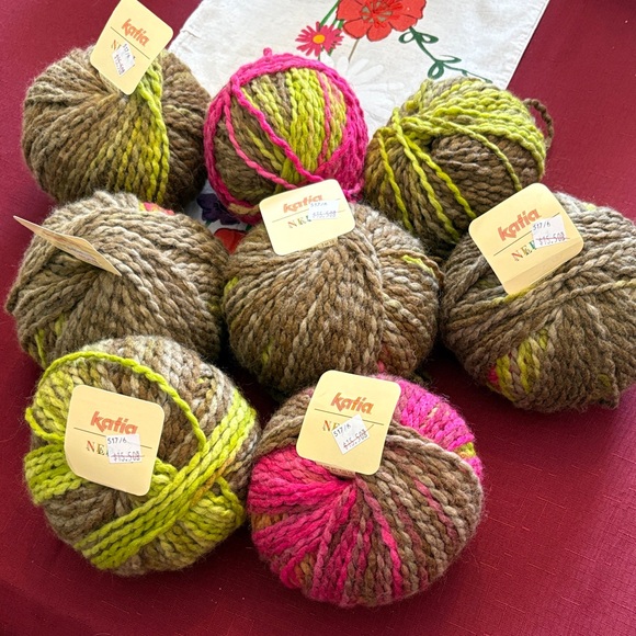 Multicolor Yarn Bundle- Pink, Green, and Brown - Picture 2 of 4